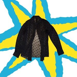 Black Sheer Polka Dot Blouse